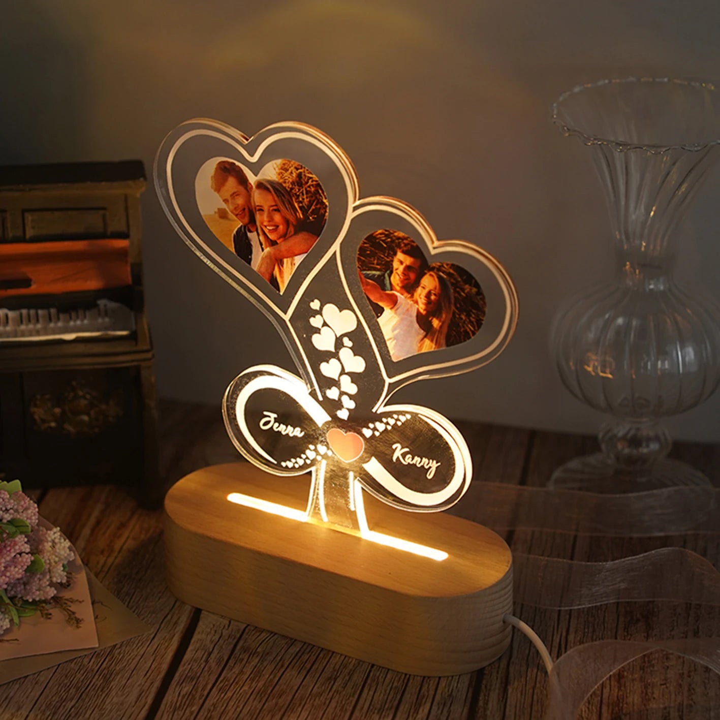 Custom Photo Night Light Engraved 3D Lamp | Personalized Gift for Her