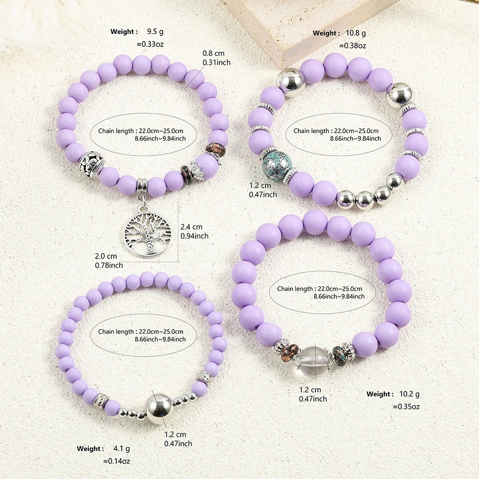 Crystal & Metal Wooden Strand Bracelets - Trendy Multilayer Jewelry