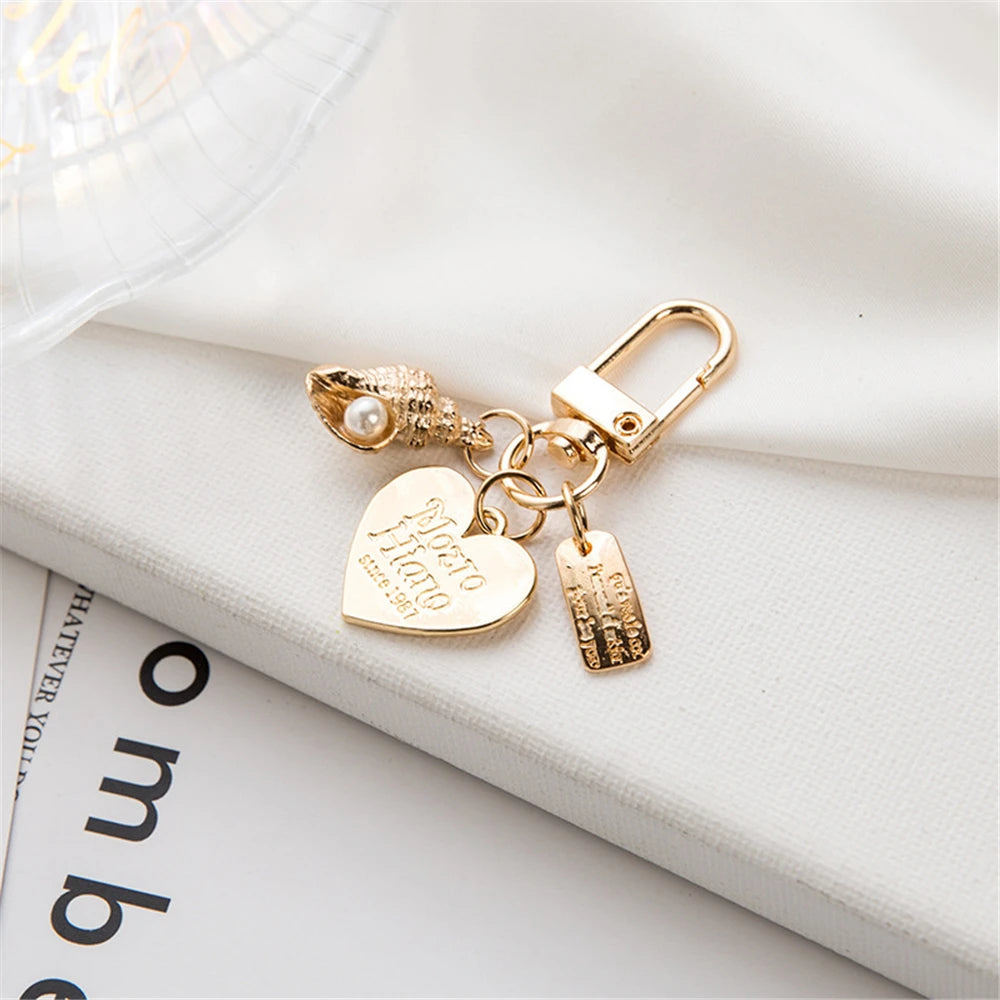 Gold Heart Letter Keychain for Women | Stylish Bag and Car Key Ring