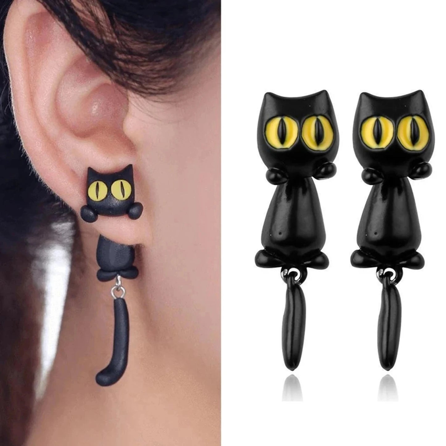 Cute Black Cat Earrings - Perfect for Halloween & Gothic Style