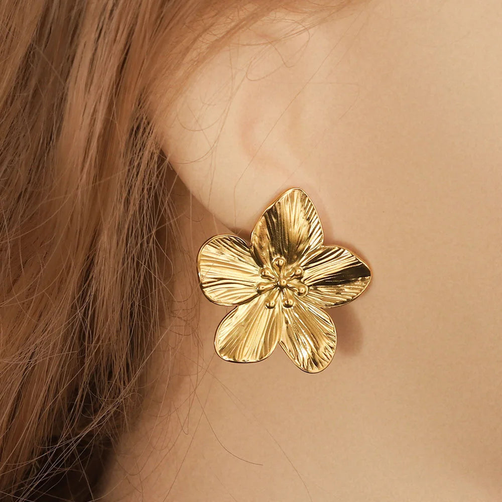 Vintage Flower Shape Earrings - 18K Gold Plated Jewelry Gifts for Women