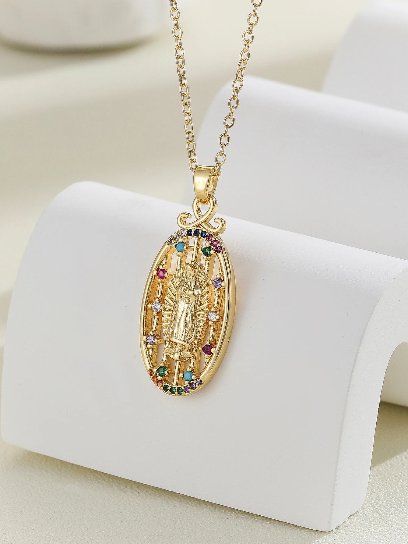 Personalized Zircon Santa Maria Series Necklace - Unique Religious Jewelry