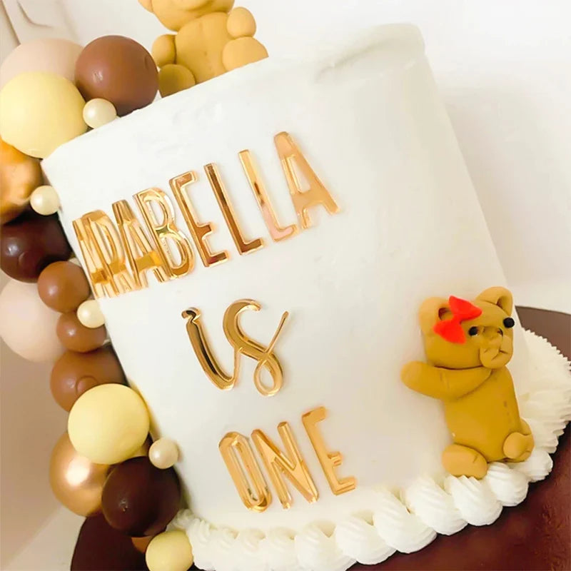 DIY Custom Name Cake Topper - Gold Acrylic Letters for Party Decor