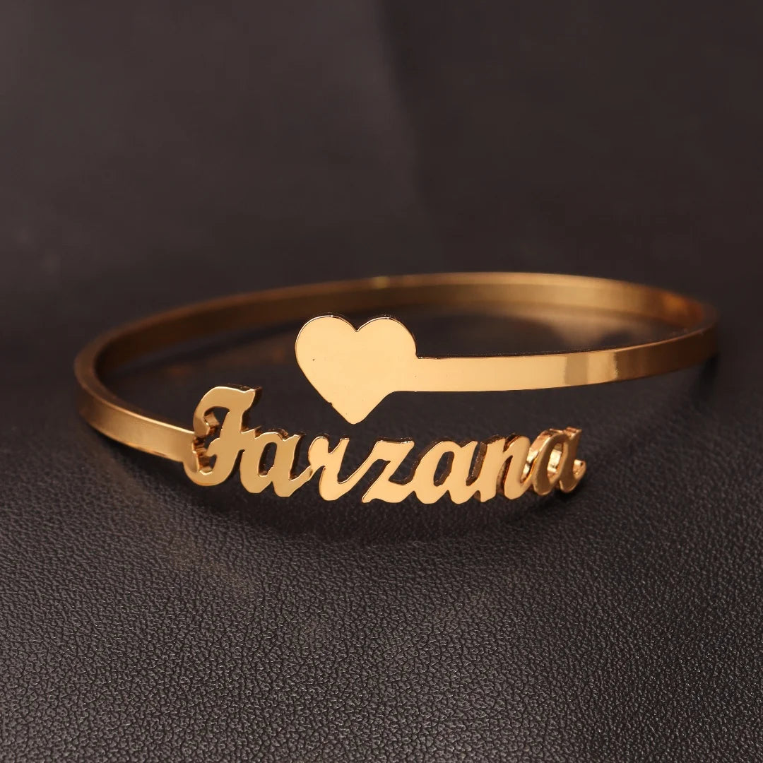 Custom Name Bangle for Girls - Double Name Bracelet Gift