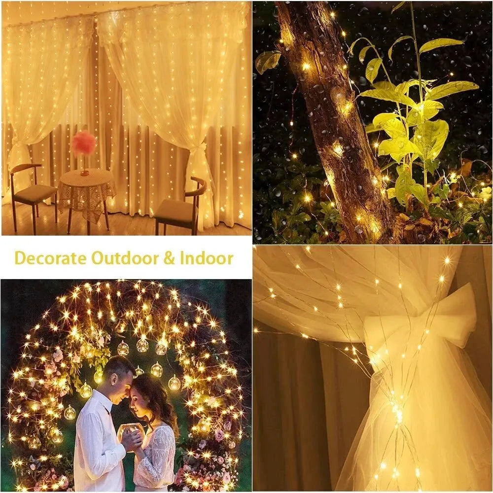 Decorative LED Garland Curtain Lights – Bedroom & Christmas Decoration