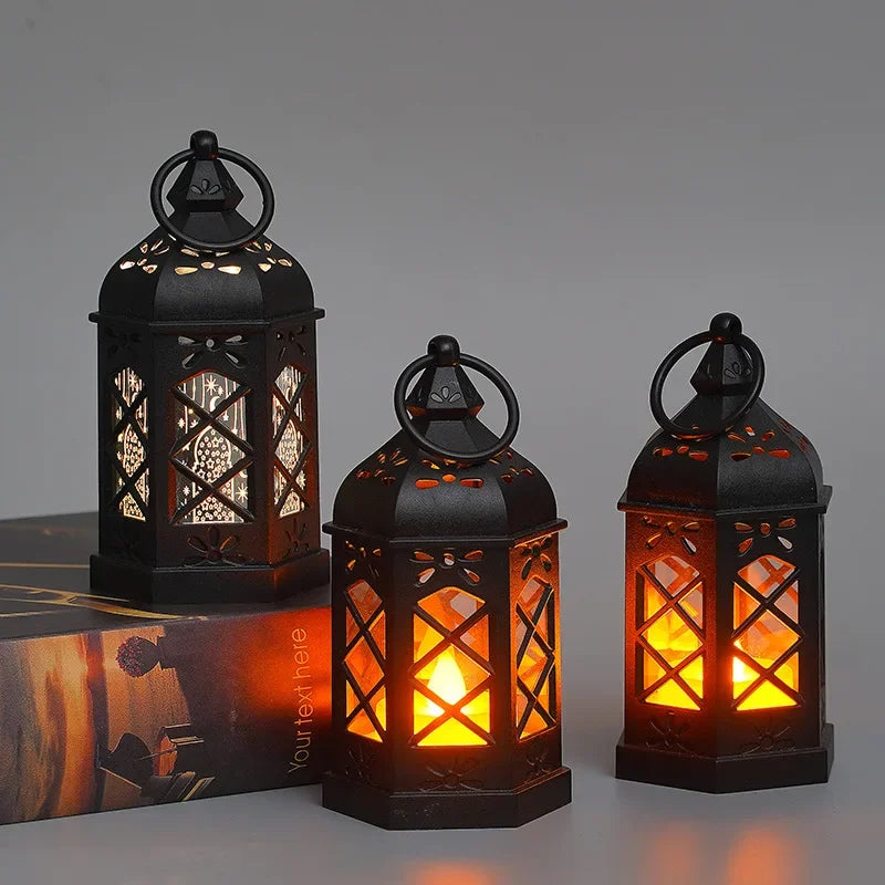 Vintage LED Candle Lamp - Hexagonal Wind Lamp for Ambient Lighting