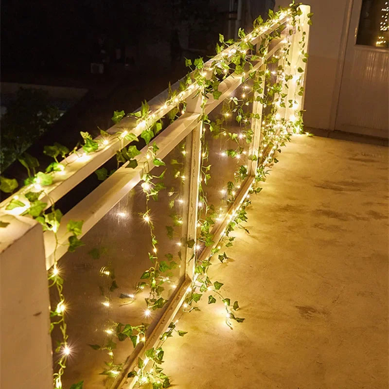 Flower & Leaf Garland Lights – Battery Powered Fairy Lights for Festive Decor