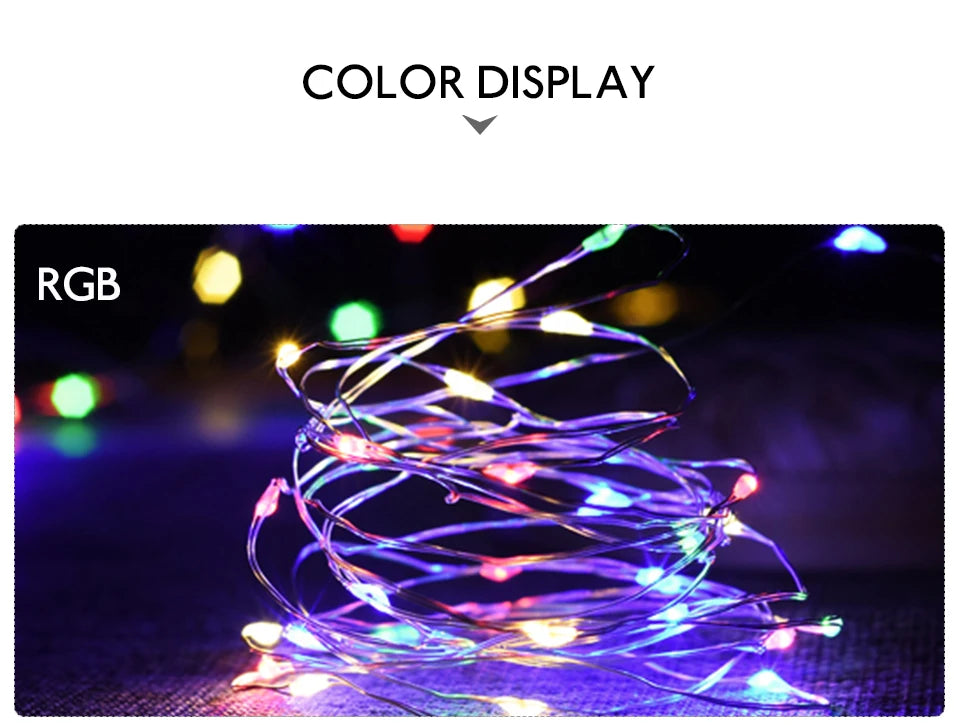 Holiday Decor with Copper Wire LED Tinsel Garland – Battery Powered for Christmas