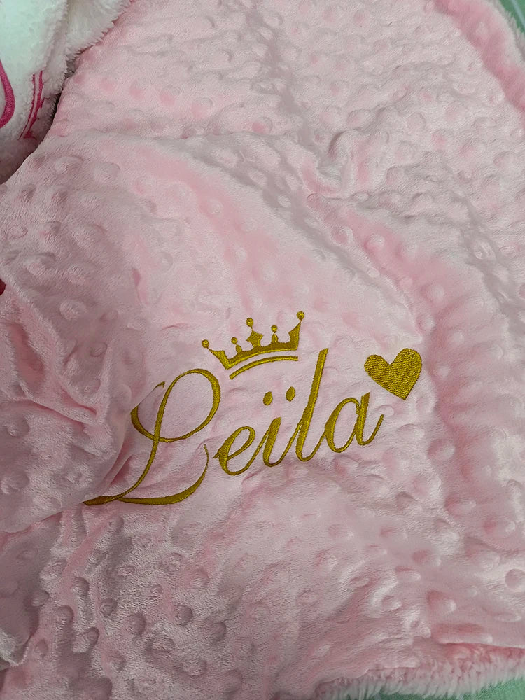 Personalized Name Baby Blanket - Soft Bubbled Fleece for Crib & Stroller