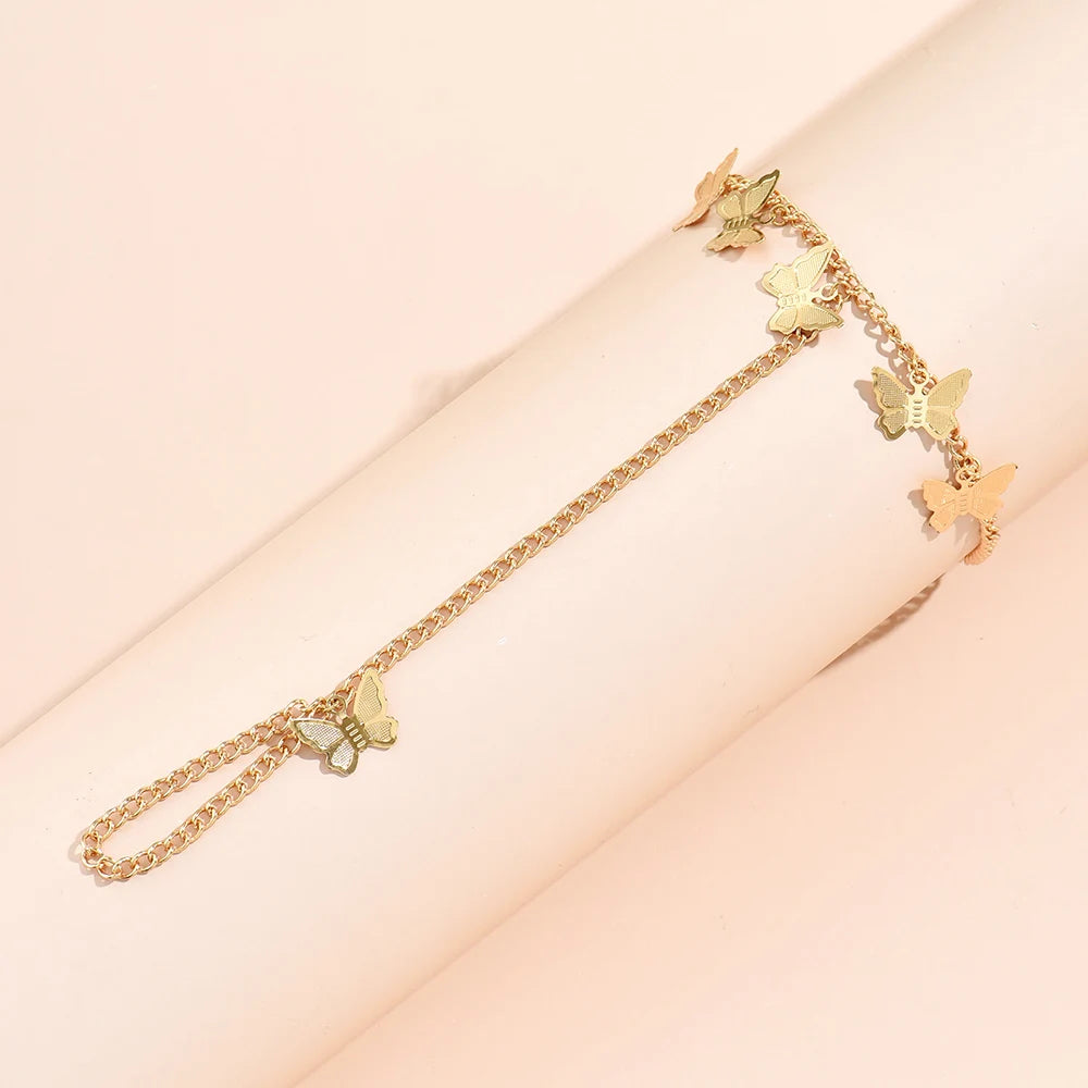 Butterfly Link Chain Bracelet with Connected Finger Ring | Trendy Gift For Her