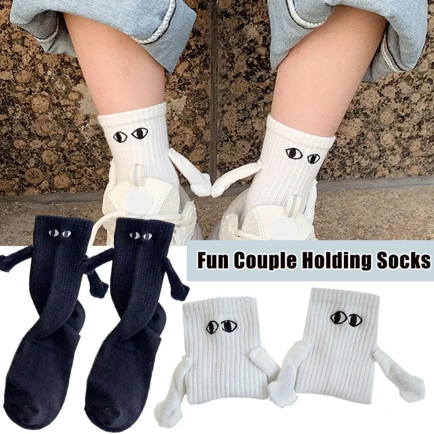 Personalized Magnetic Attraction Socks - 3D Holding Hands Design