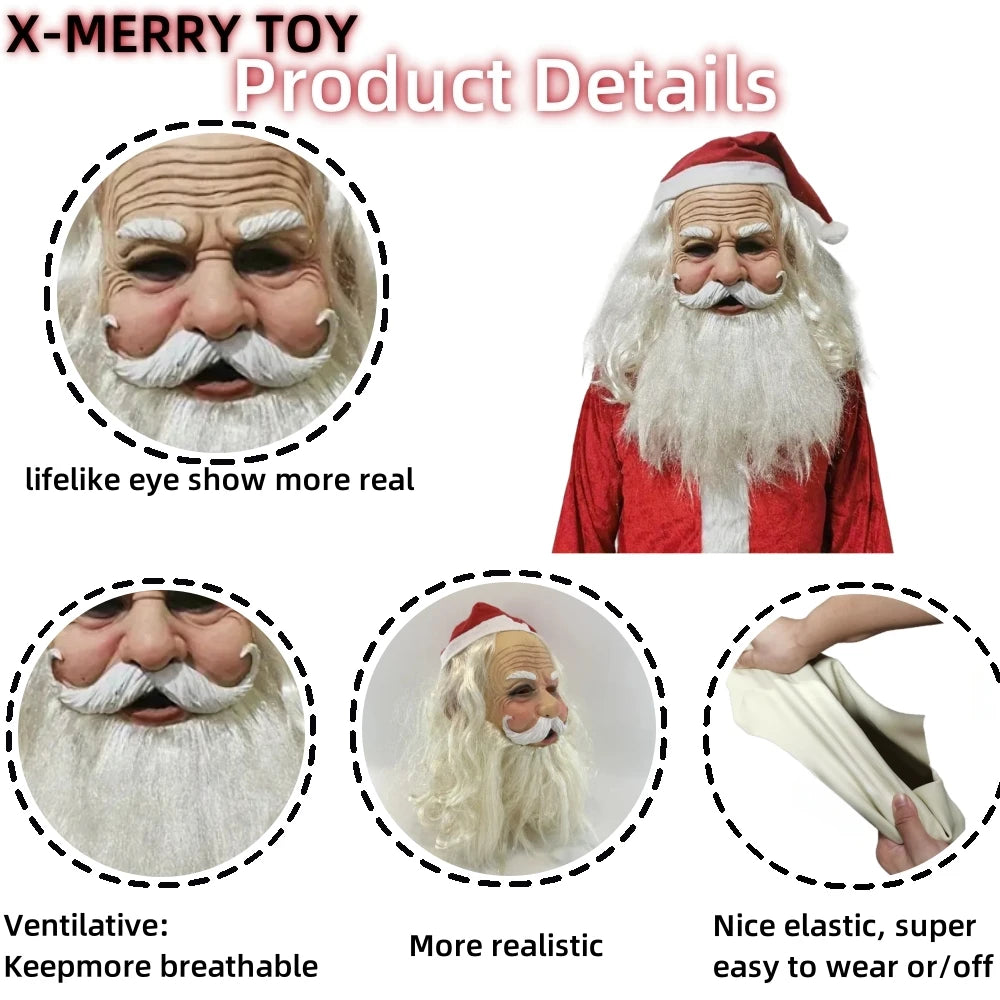 Realistic Santa Claus Mask - Perfect for Christmas Cosplay