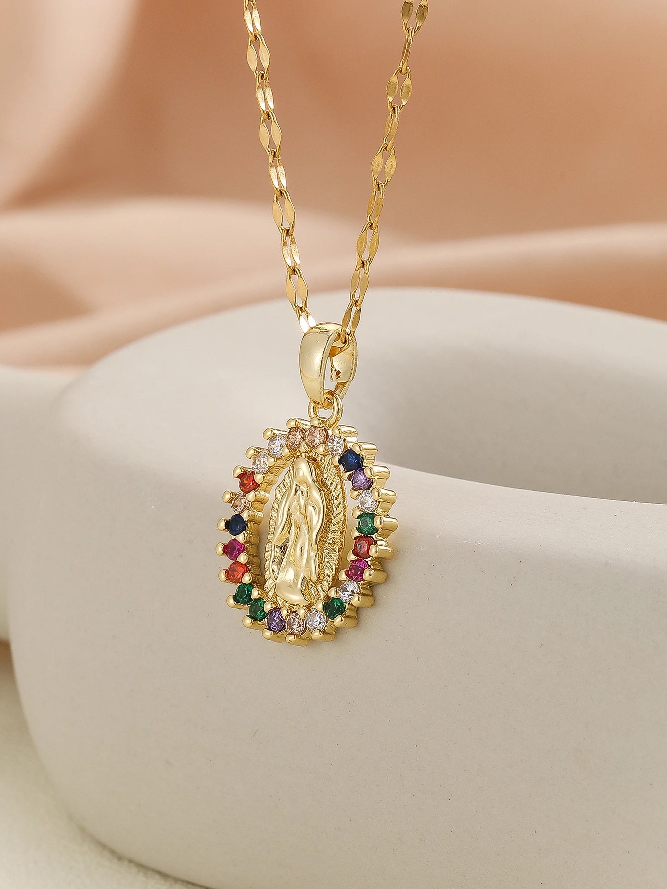 Personalized Zircon Santa Maria Series Necklace - Unique Religious Jewelry