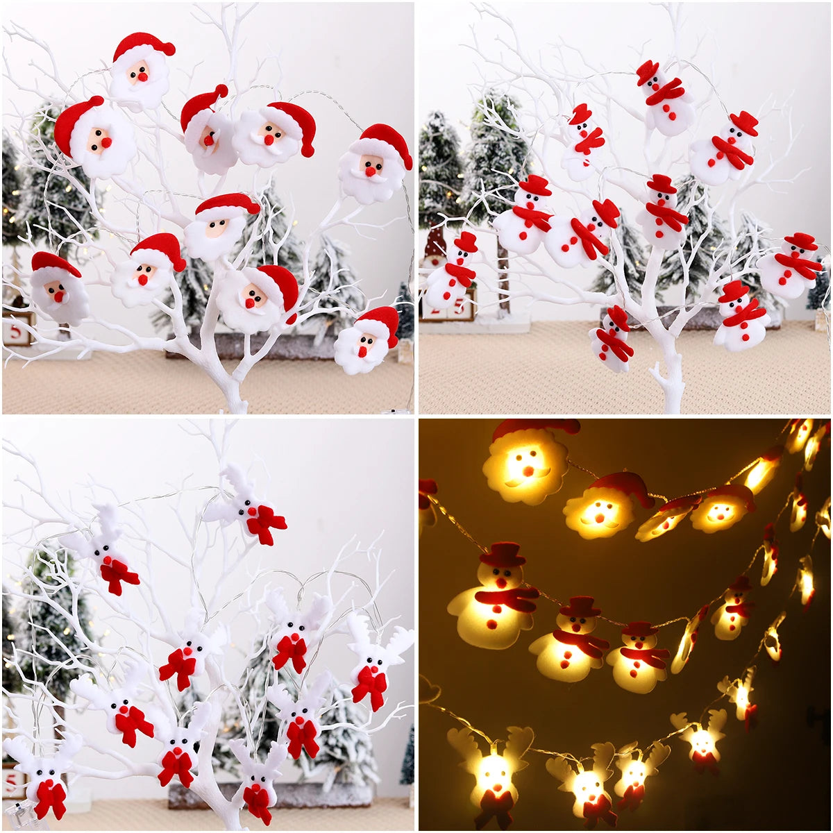 Merry Christmas Snowman LED Garland - Xmas Tree Ornament