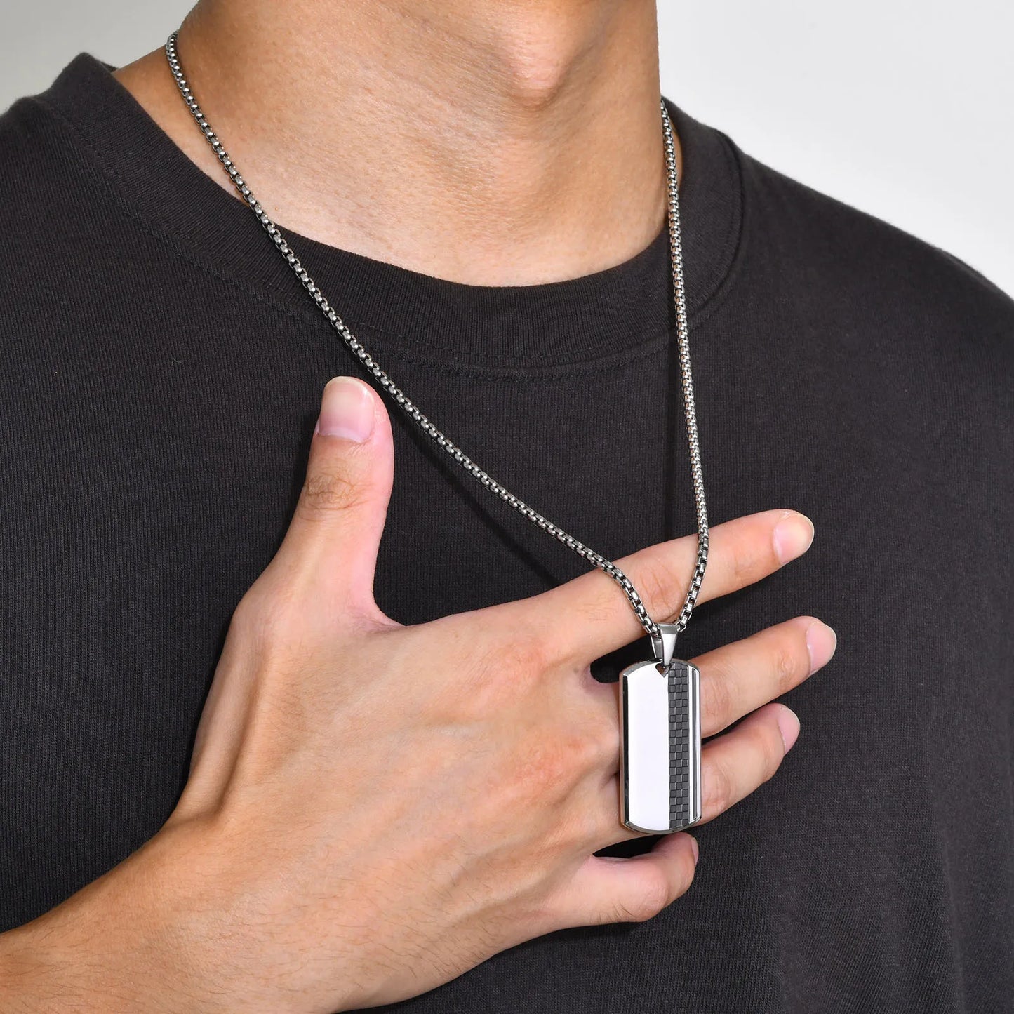 Gift for Him: Men's Stainless Steel Dog Tag Pendant Jewelry