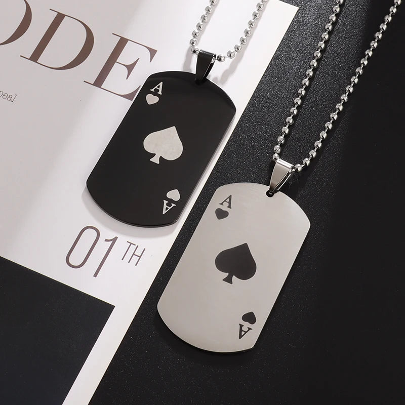 Couples Jewelry | Stainless Steel Ace of Spades Pendant Necklace