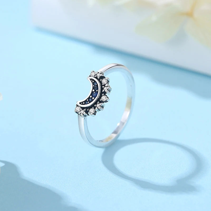 Stackable Moon and Sun Sterling Silver Rings - Perfect Luxury Jewelry Gift