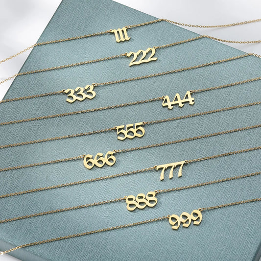 Vintage Angel Number Necklace - 111, 444, 555, 666, 777, 888, 999