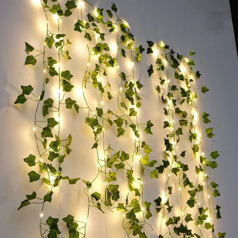 Flower & Leaf Garland Lights – Battery Powered Fairy Lights for Festive Decor