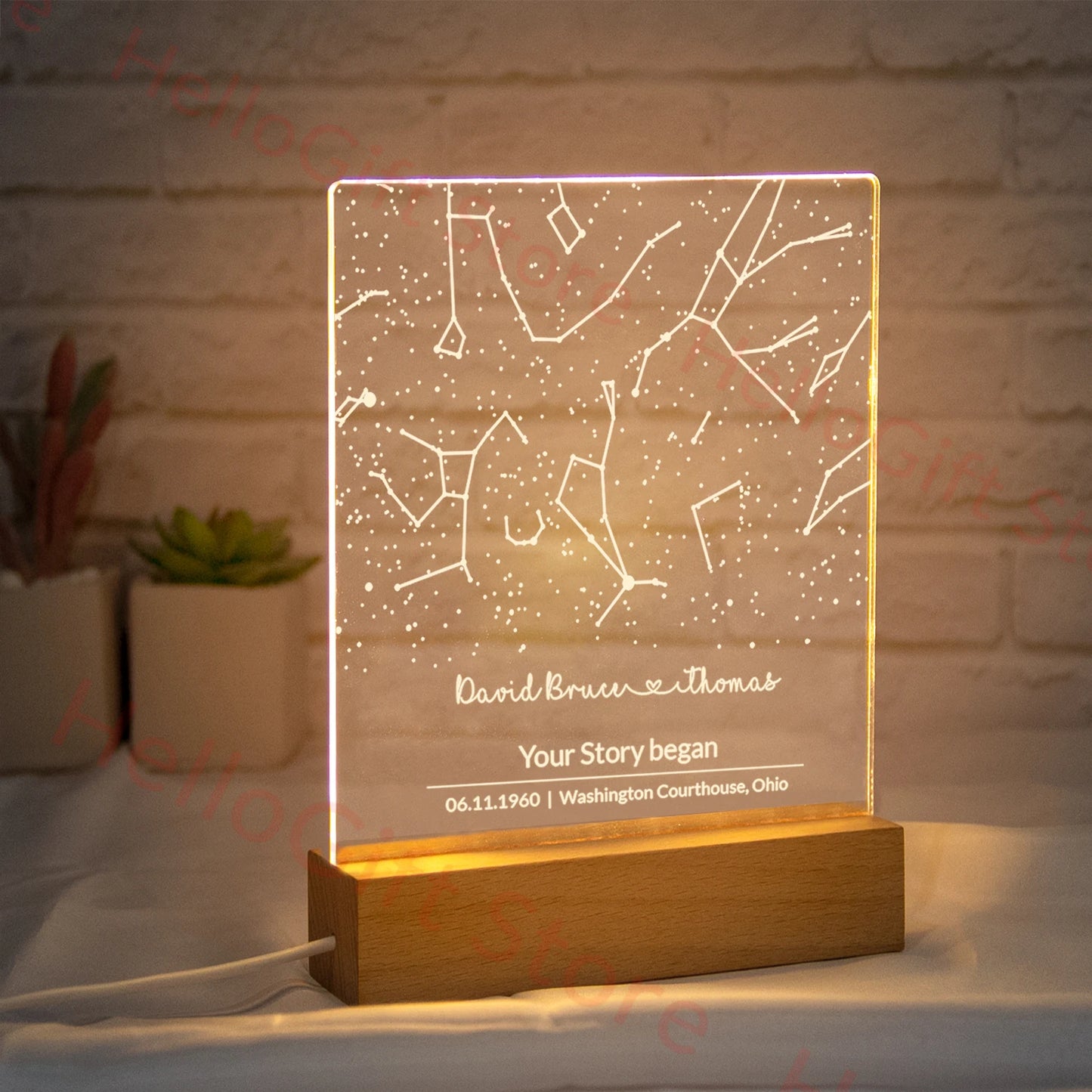 Personalized Constellation Chart Lamp | Custom Night Light for Couples