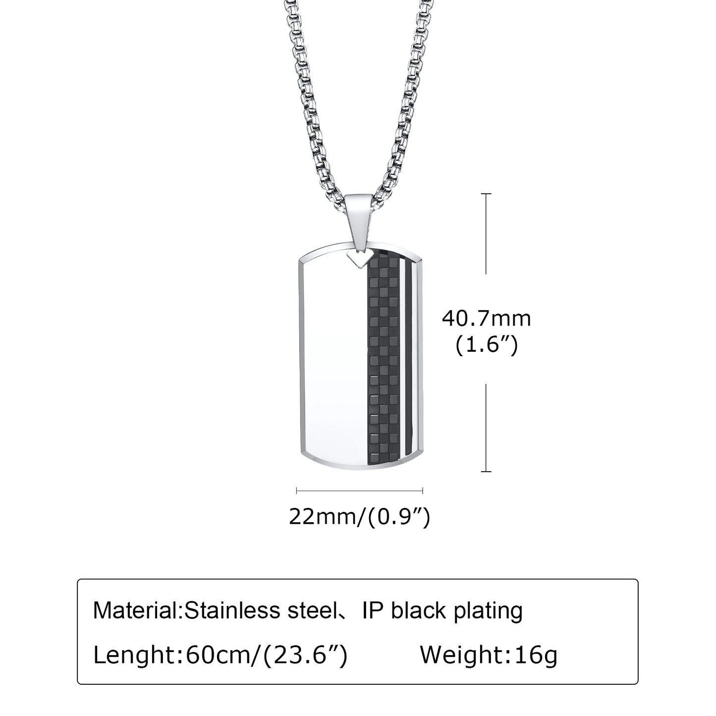 Gift for Him: Men's Stainless Steel Dog Tag Pendant Jewelry