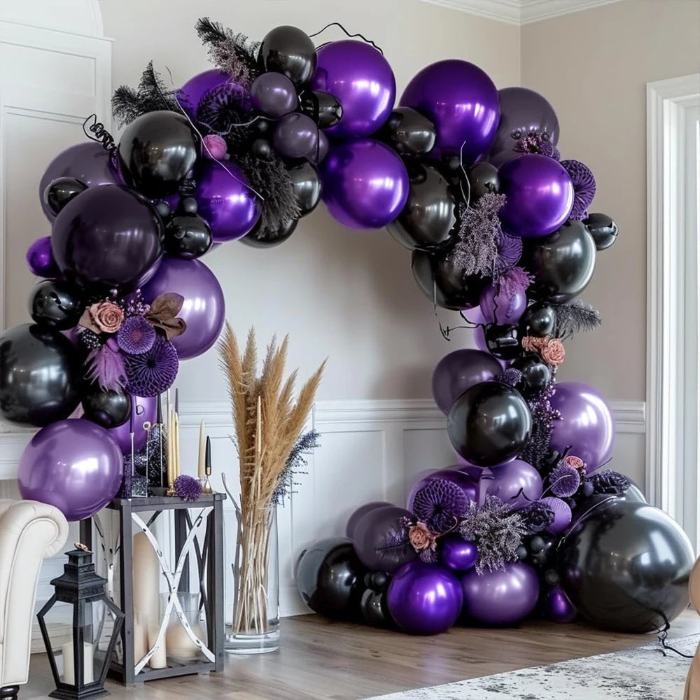 Haunted Halloween Balloon Arch Kit - Black & Purple Party Decor