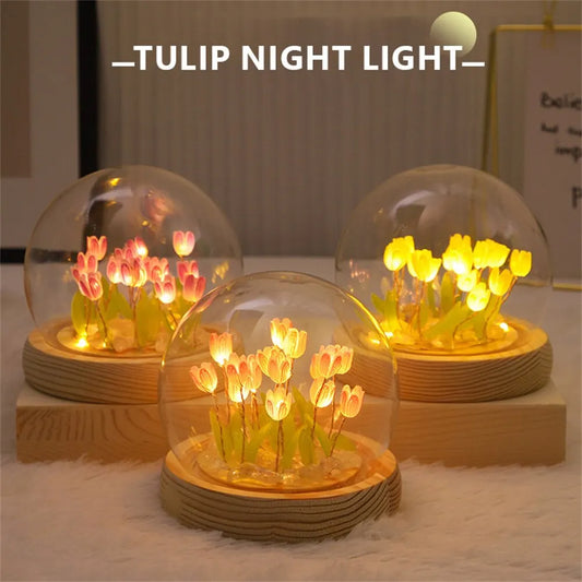 Colorful Tulip Night Light - Ideal for Bedroom Decor, Christmas, and Birthday Gifts