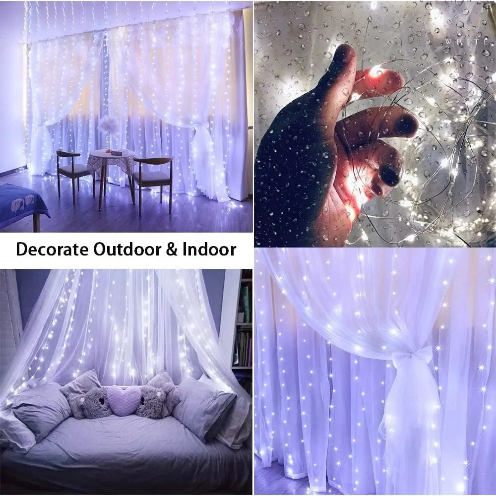 Decorative LED Garland Curtain Lights – Bedroom & Christmas Decoration