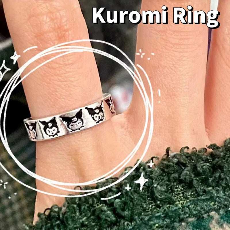 Cute Hello Kitty Kuromi Adjustable Ring | Kawaii Sanrio Jewelry Gift