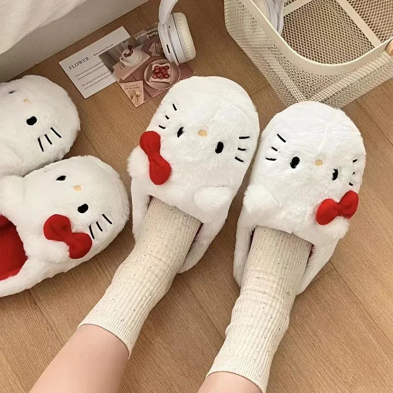 Hello Kitty Kawaii Plush Slippers | Soft and Comfy Sanrio Footwear