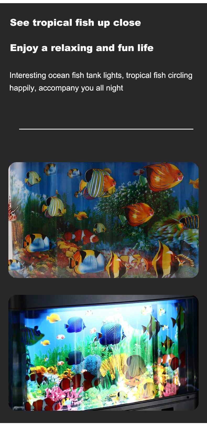 Artificial Tropical Fish Tank Night Light - Kids' Room Decor and Gift Idea