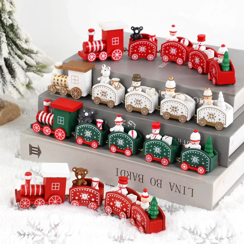 Merry Christmas Wooden Train Decoration - 2024 Holiday Decor