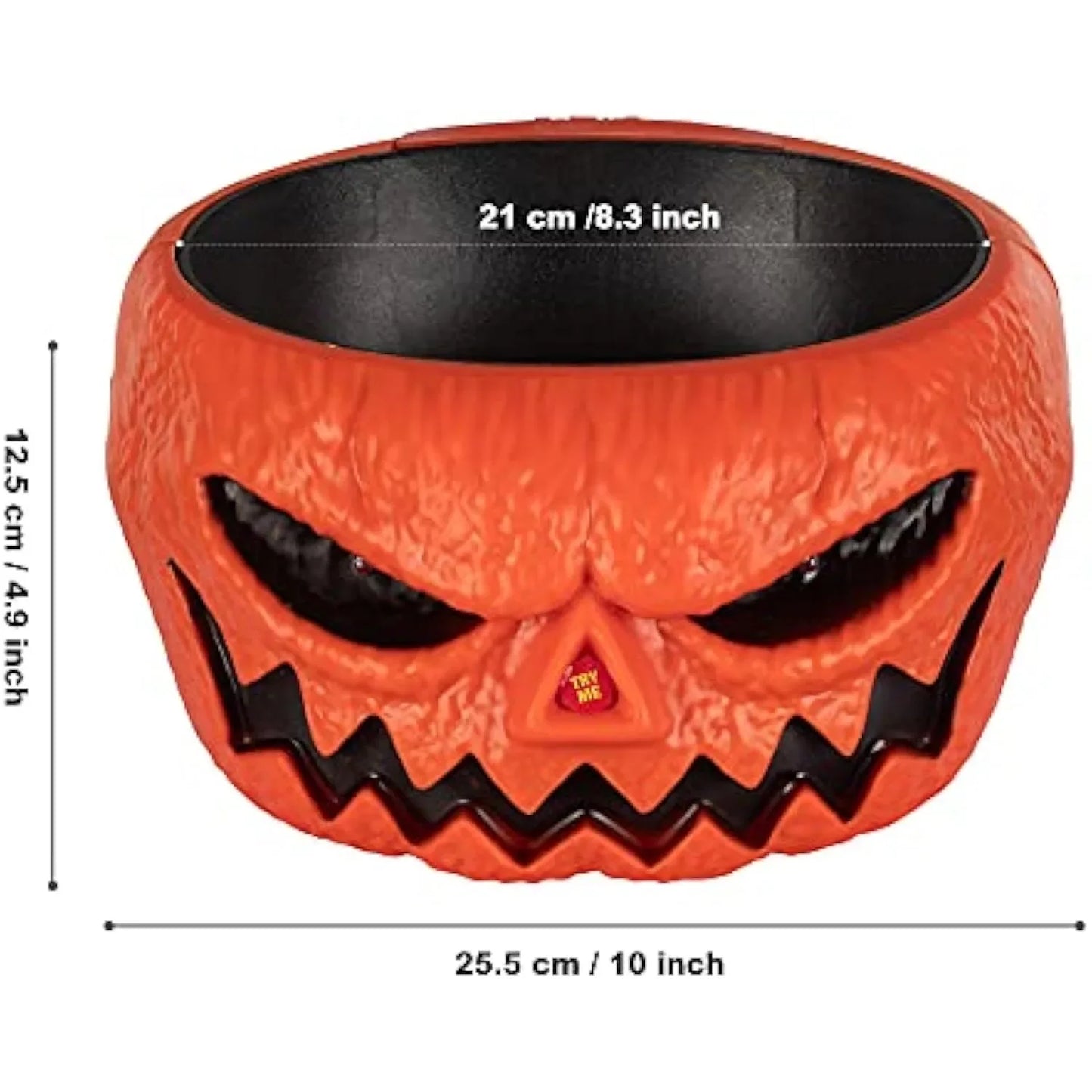 Pumpkin Candy Bowl with Animated Hand - Spooky Decoration Props, LED Eyes, Sound Effects for Haunted House, Party, Bar Table Decor