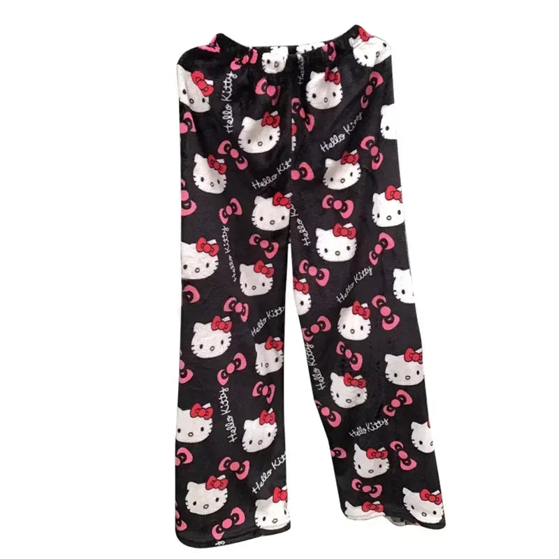 Hello Kitty Fleece Pajama Pants for Women – Thicken Anime Trousers, Ideal for Gifting