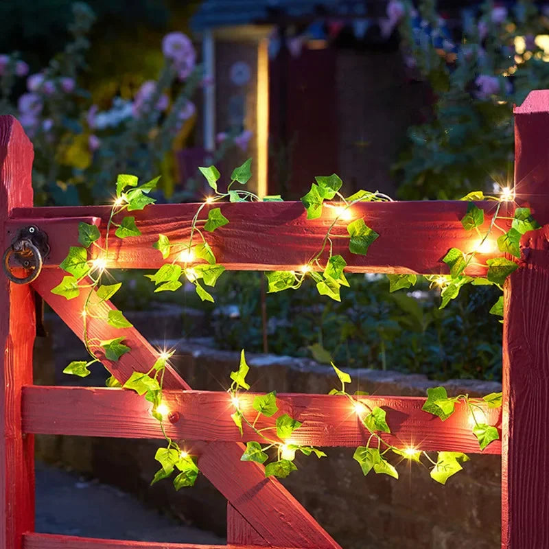 Flower & Leaf Garland Lights – Battery Powered Fairy Lights for Festive Decor