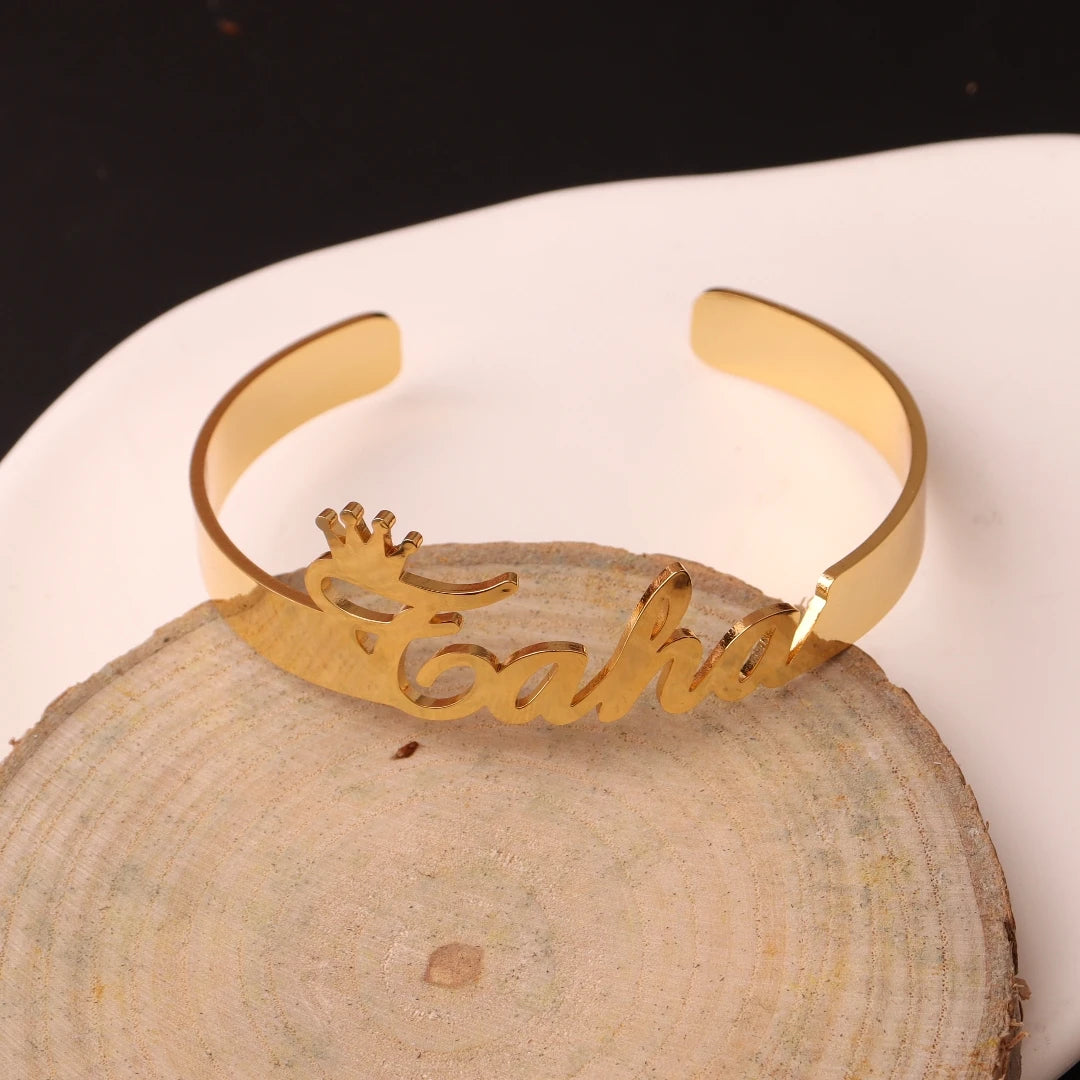 Custom Name Bangle for Girls - Double Name Bracelet Gift