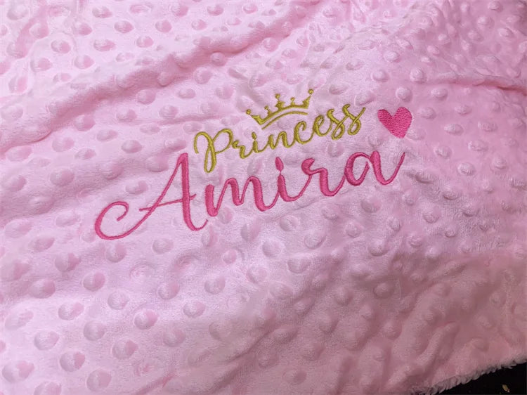 Personalized Name Baby Blanket - Soft Bubbled Fleece for Crib & Stroller