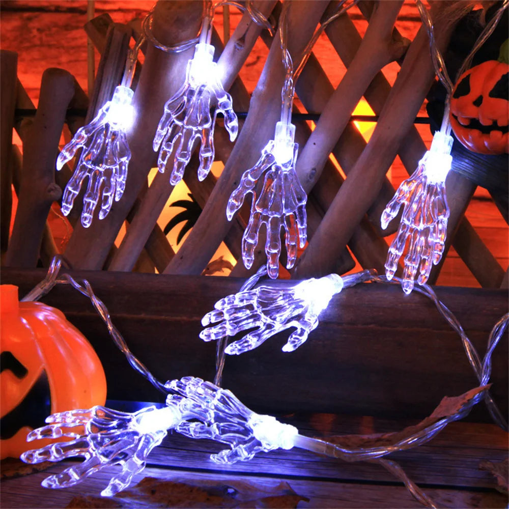 Scary LED Ghost Hand Skeleton String Lights - Halloween Scary Decoration Lights for Indoor & Outdoor Party Home Decor