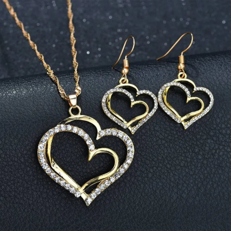 Fashion Jewelry Set for Women - Love Wrapped Necklace, Earrings & Bracelet