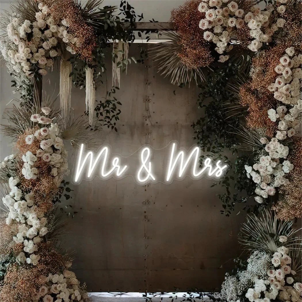 Personalised Mr & Mrs Neon LED Sign - Perfect for Weddings & Home