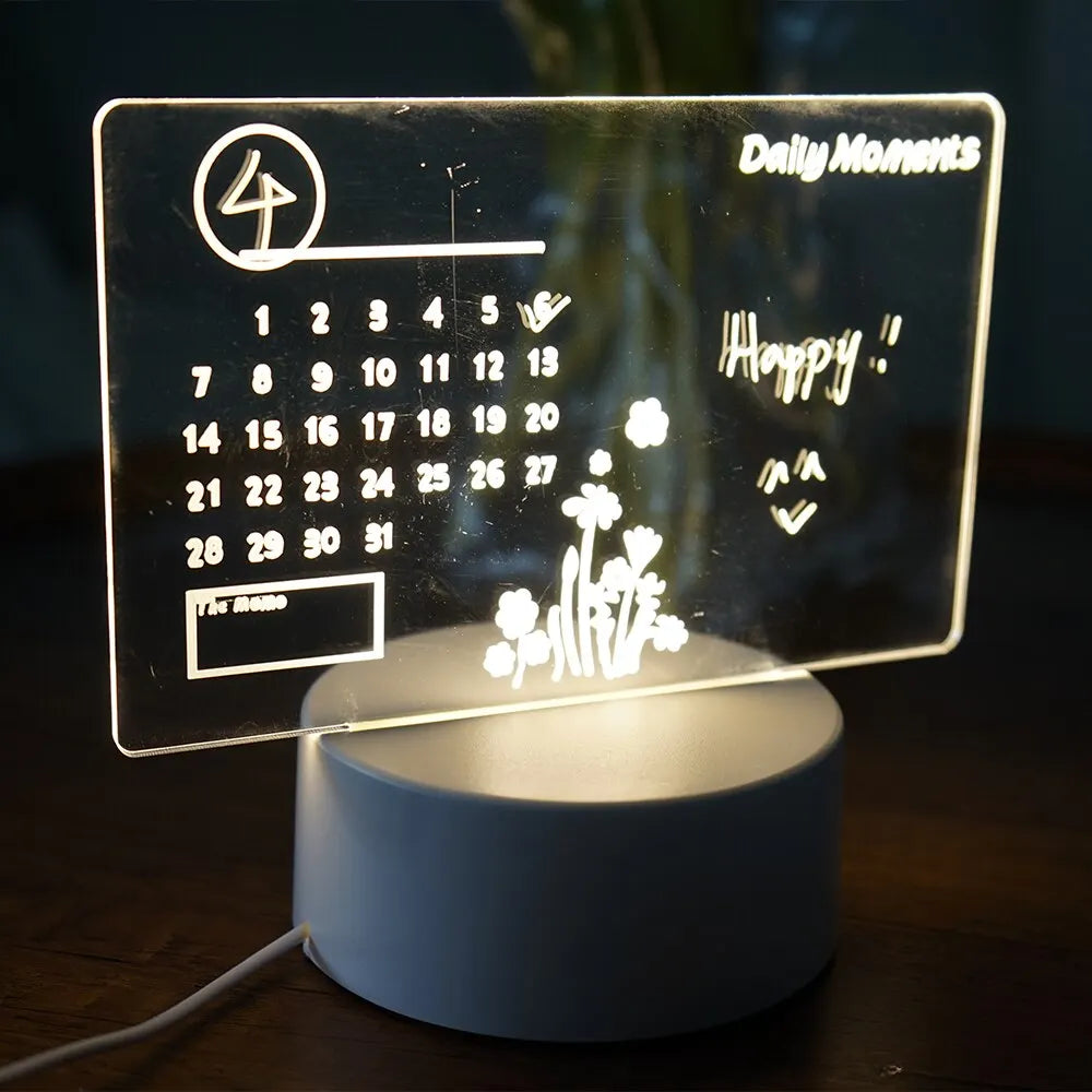 Creative LED Note Board Night Light | Rewritable Message Board