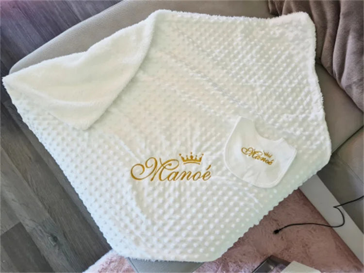 Personalized Name Baby Blanket - Soft Bubbled Fleece for Crib & Stroller