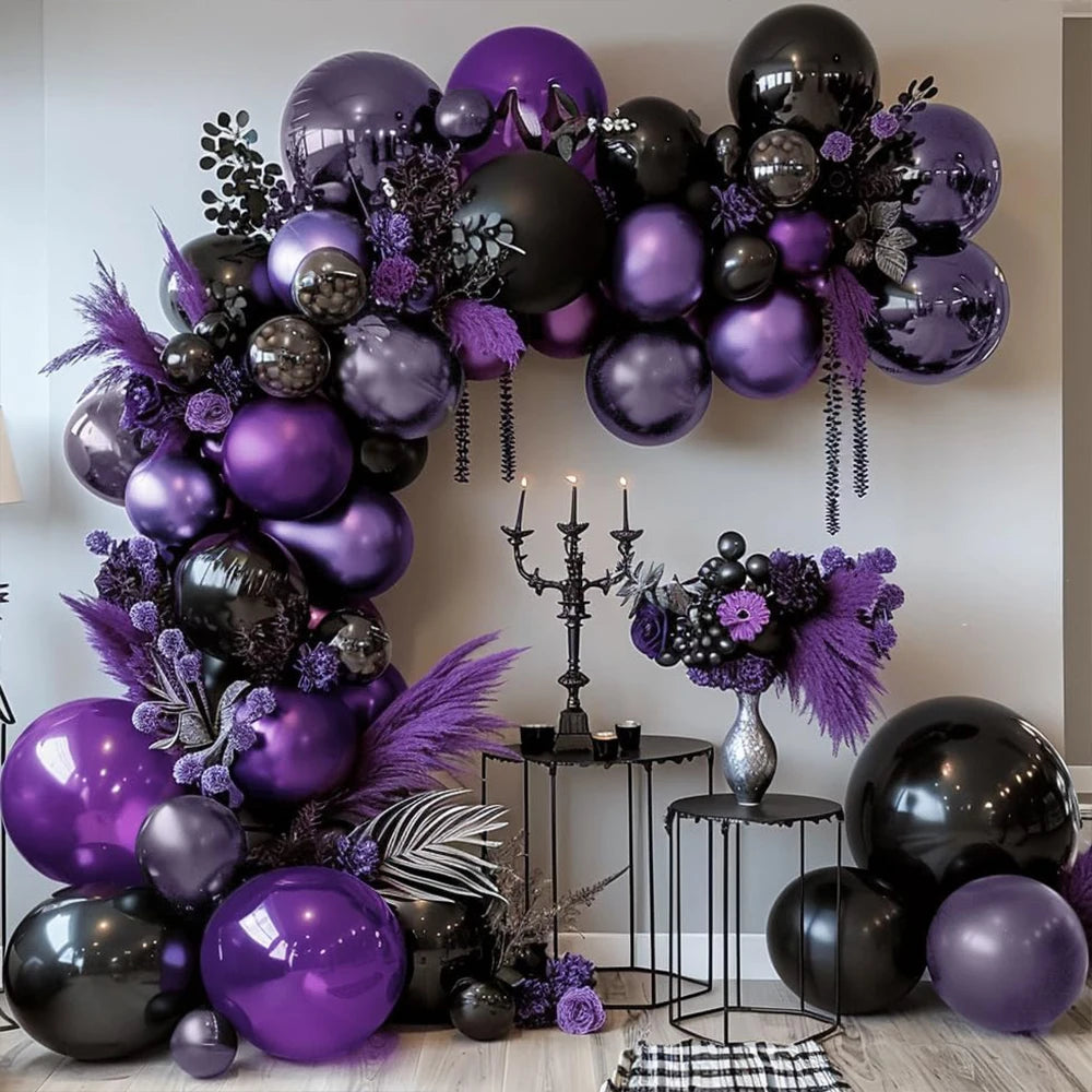 Haunted Halloween Balloon Arch Kit - Black & Purple Party Decor