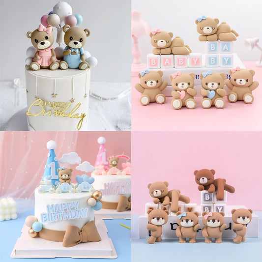 Cute 3D Bear Doll Cake Topper - Ideal for Boy or Girl Birthday Party