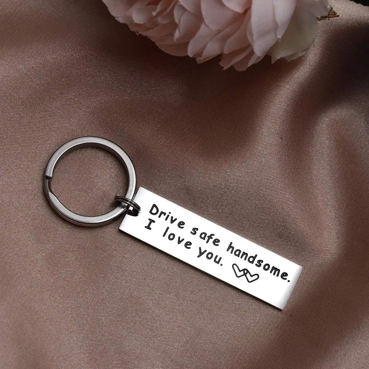 1pc Drive Safe Keychain Handsome I Love You Trucker Husband Gift for Husband Dad Gift Valentines Day Stocking Stuffer