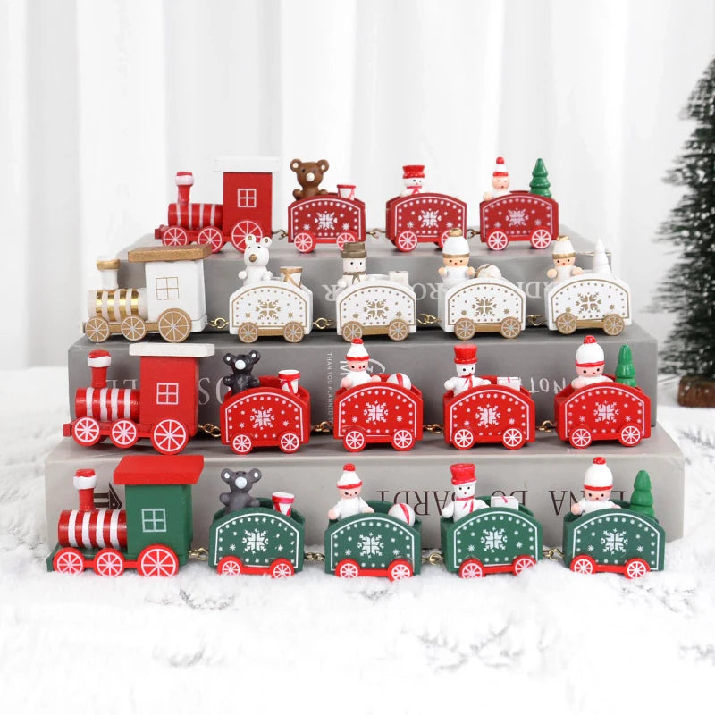 Merry Christmas Wooden Train Decoration - 2024 Holiday Decor