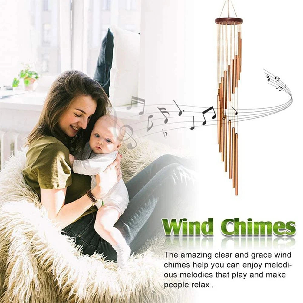 12-Tube Aluminum Alloy Wind Chimes - Gold & Silver Bells for Outdoors