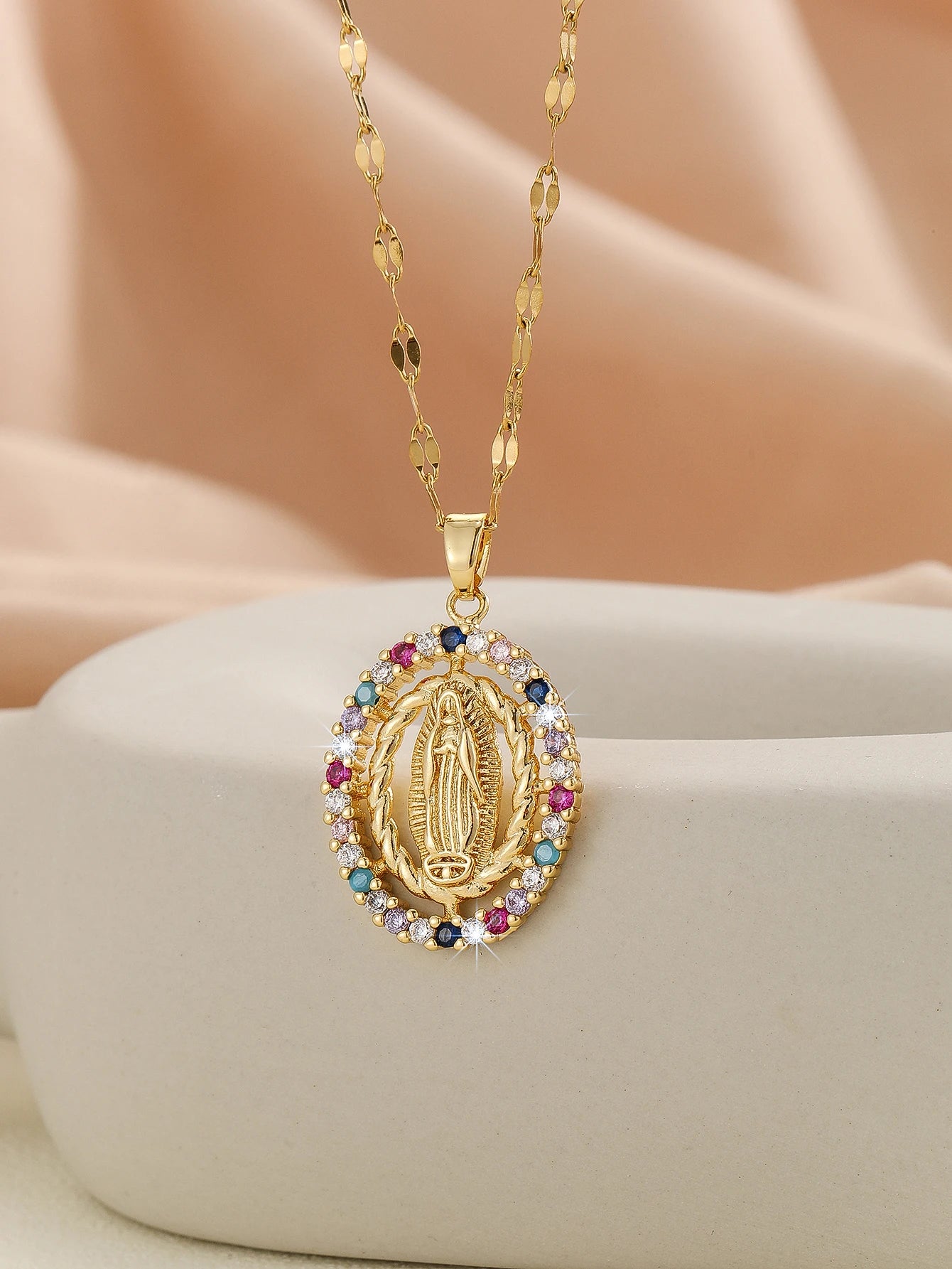 Personalized Zircon Santa Maria Series Necklace - Unique Religious Jewelry