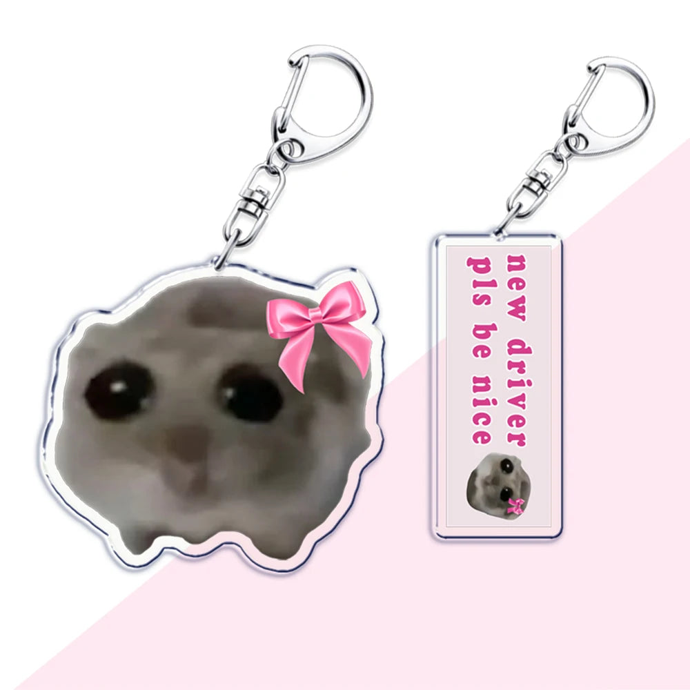 I'm Just a Girl Sad Hamster Keychain | Funny Pendant Accessory