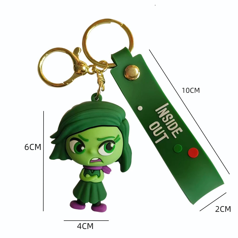 Disney Inside Out Keychains – Cartoon Joy, Sadness, Anger, Disgust & Fear Key Rings